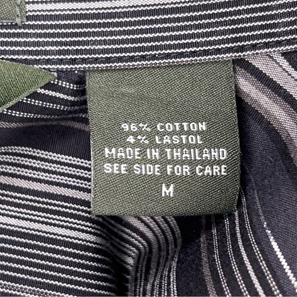 Medium Eddie Bauer Grey Striped Button Front Top Womens Long Sleeve Silver - Picture 13 of 14